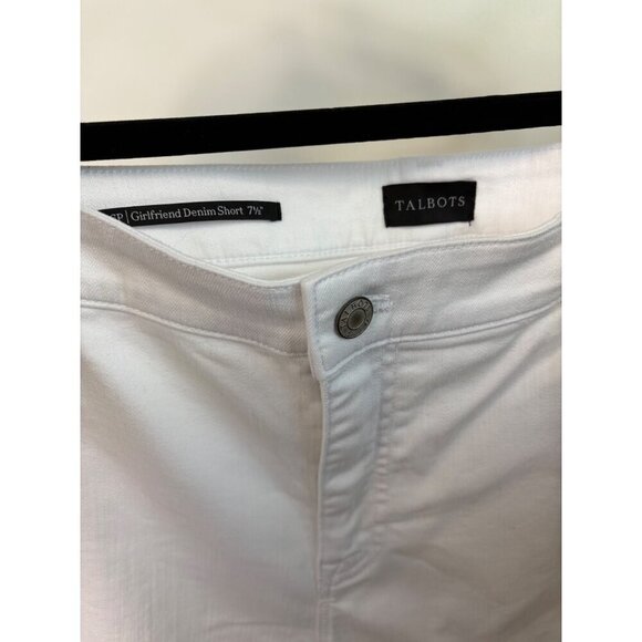 Talbots Women's Girlfriend Denim White Stretch Short 7 1/2 Inseam Size 16 Petite - Picture 9 of 11